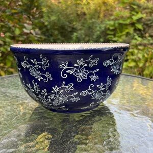 Elegant Blue Floral Ceramic Bowl- Temptations